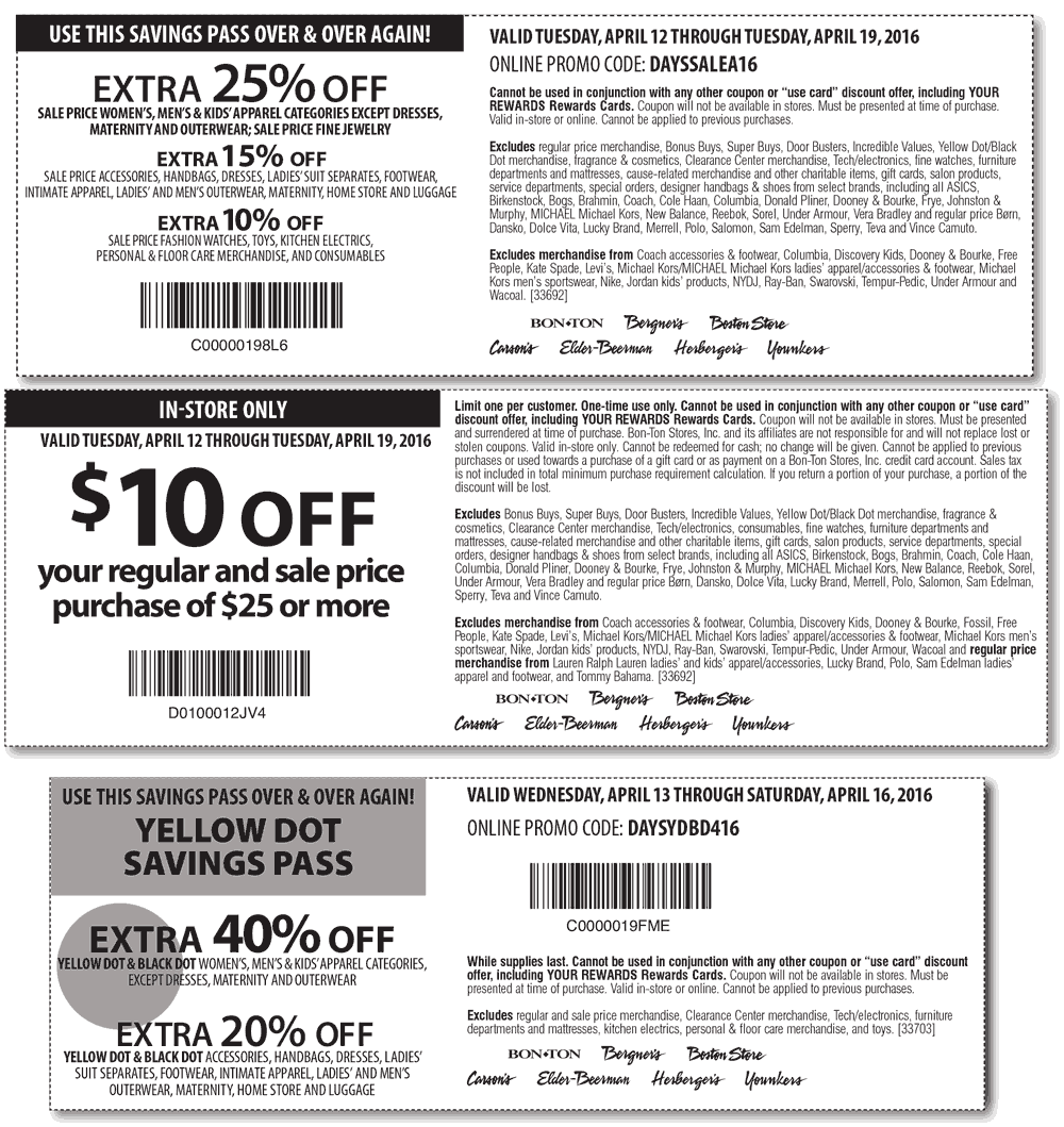 Carsons Coupon April 2024 Extra 25% off & more at Carsons, Bon Ton & sister stores, or online via promo code DAYSSALEA16