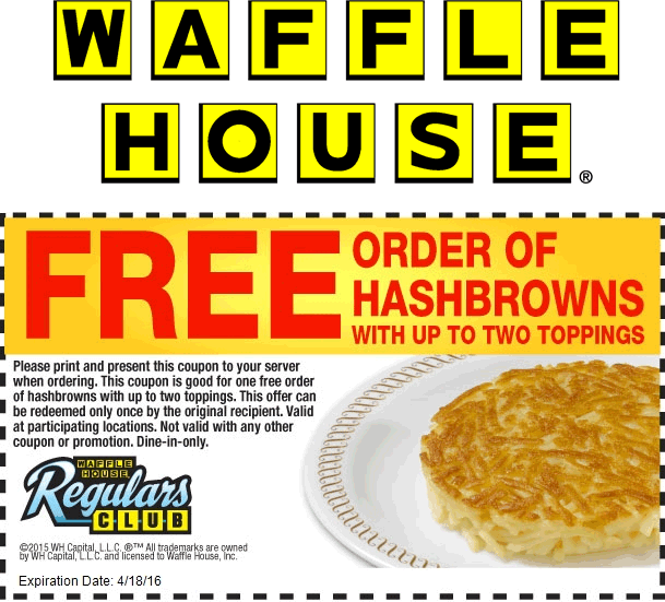 Waffle House Coupon March 2024 Free hashbrowns at Waffle House