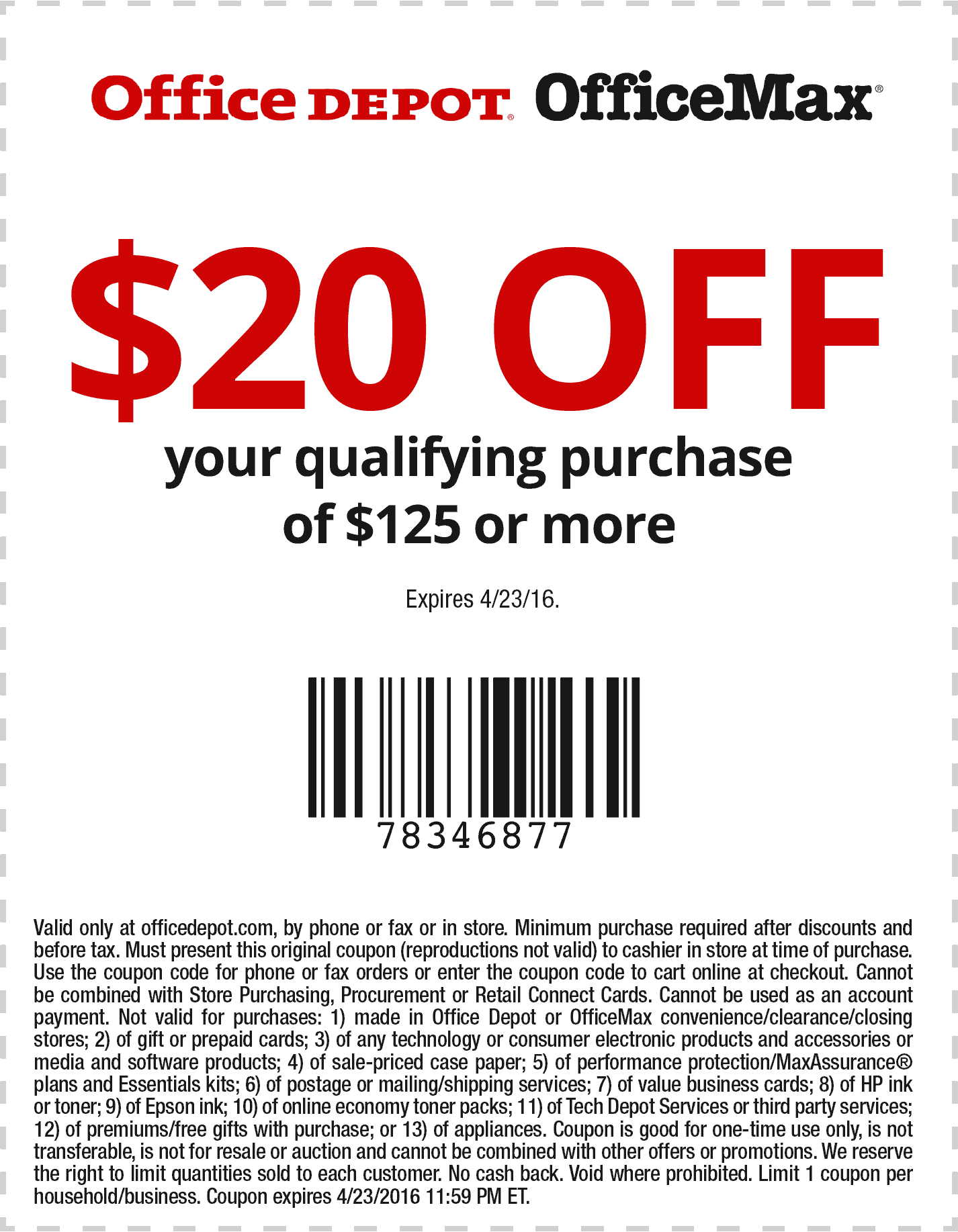 April 2016 107 Office Depot Coupon 14152 