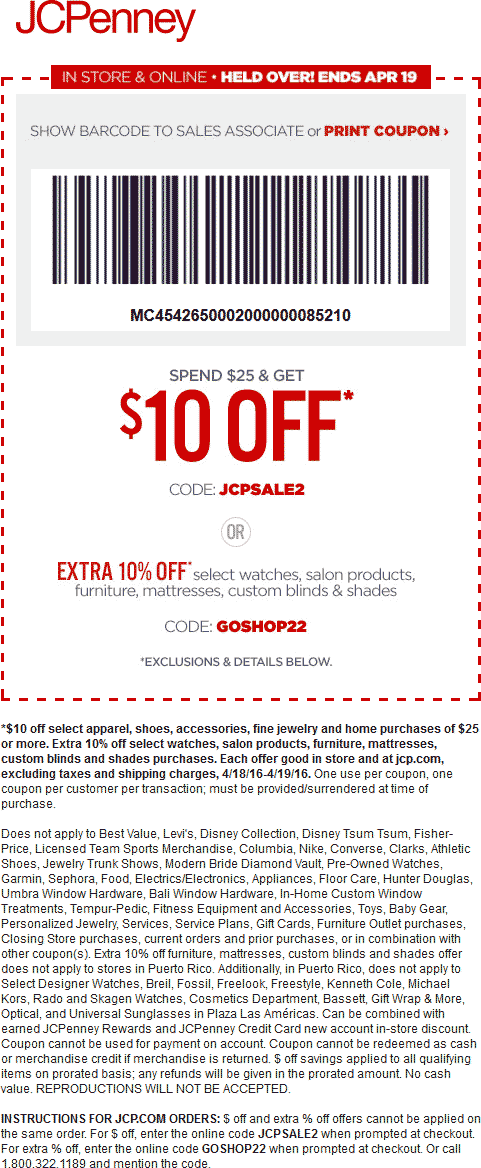 JCPenney Coupon March 2024 $10 off $25 today at JCPenney, or online via promo code JCPSALE2