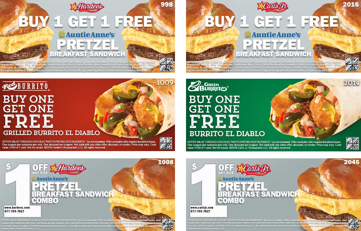 Hardees Coupon April 2024 Second breakfast sandwich free & more today at Hardees & Carls Jr.