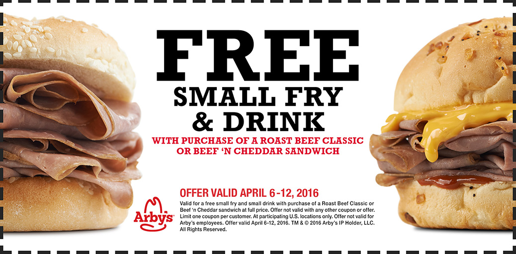 Arbys Coupon April 2024 Free fries & drink with your beef at Arbys