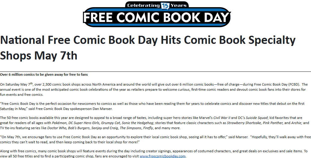 Comic Book Coupon April 2024 Free Comic Book day is May 7th