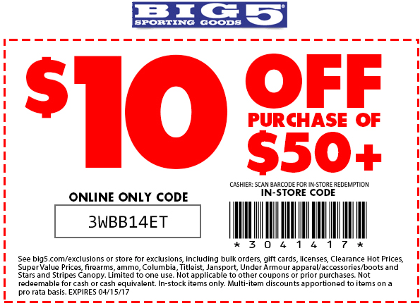 Big 5 March 2021 Coupons and Promo Codes 🛒