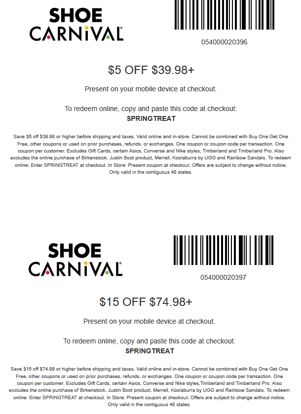 Coupons for shoe carnival in store online