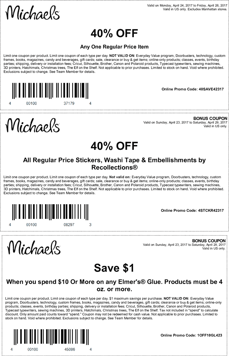 Michaels Coupon April 2024 40% off a single item at Michaels, or online via promo code 40SAVE42317
