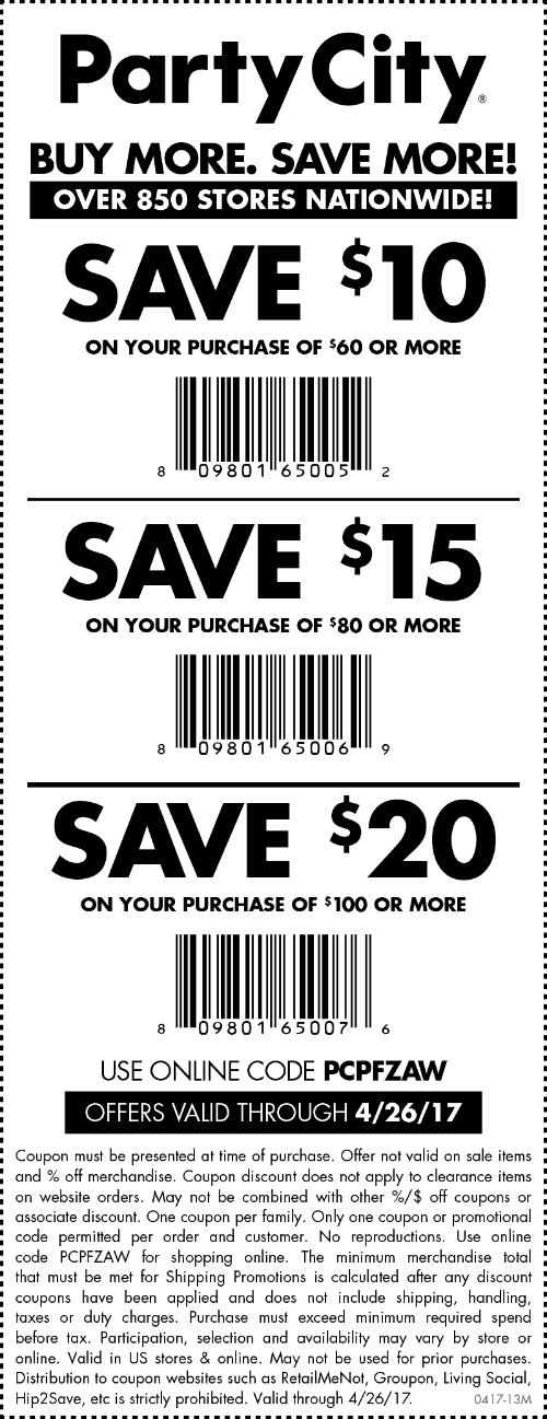 Party City Coupon April 2024 $10 off $60 & more today at Party City, or online via promo code PCPFZAW