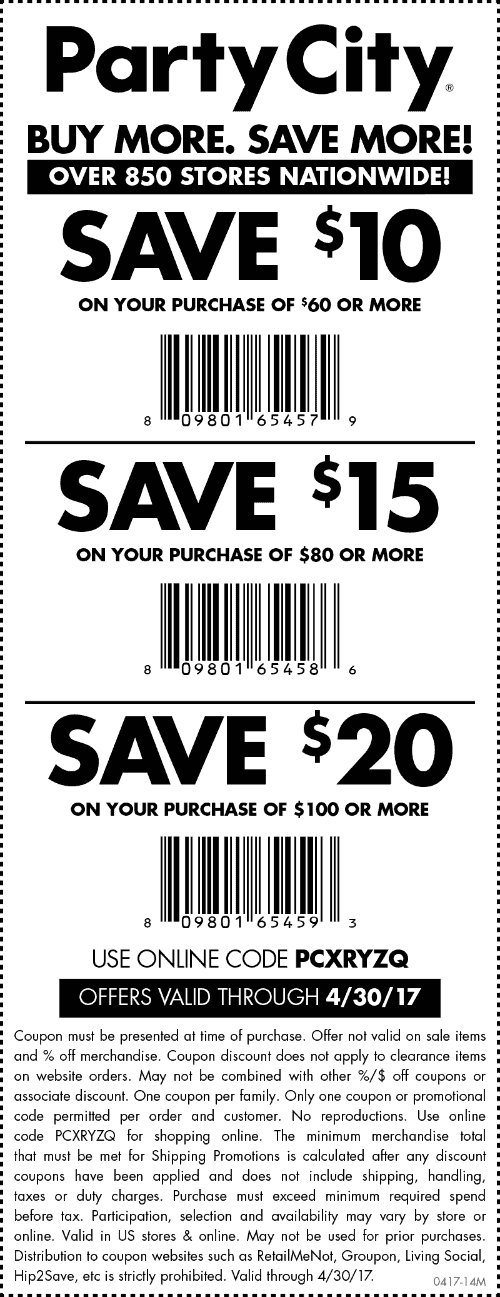 Party City Coupon April 2024 $10 off $60 & more at Party City, or online via promo code PCXRYZQ
