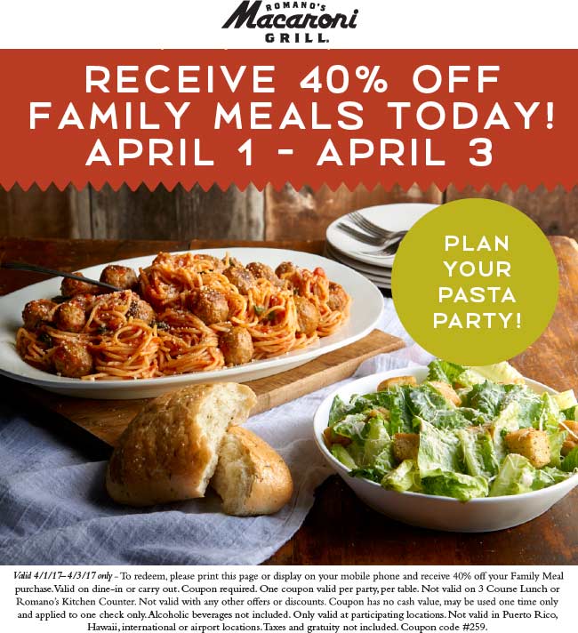 Macaroni Grill March 2021 Coupons and Promo Codes 🛒