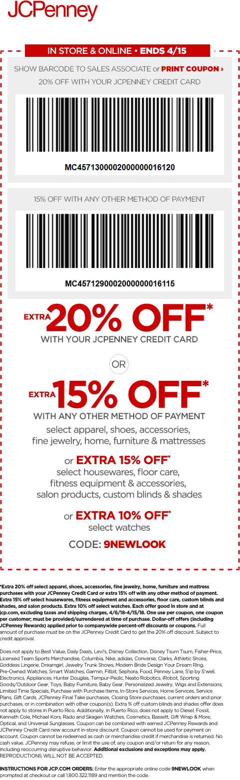 JCPenney Coupon April 2024 15% off at JCPenney, or online via promo code 9NEWLOOK