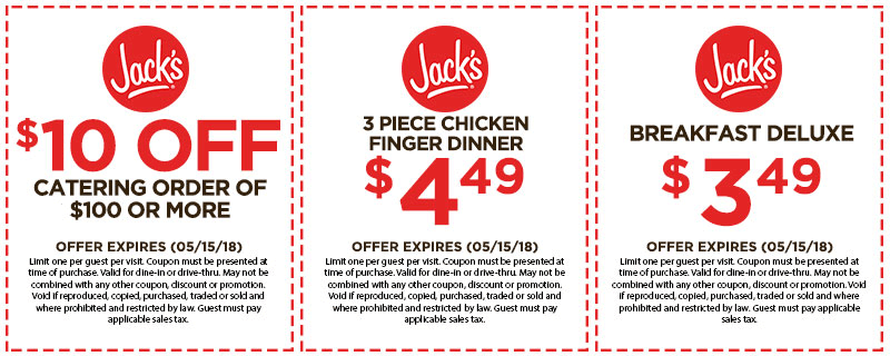 Jacks restaurant coupons & promo code for [May 2024]