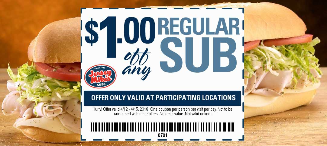 Jersey Mikes Coupon April 2024 Shave a buck off your sub sandwich at Jersey Mikes