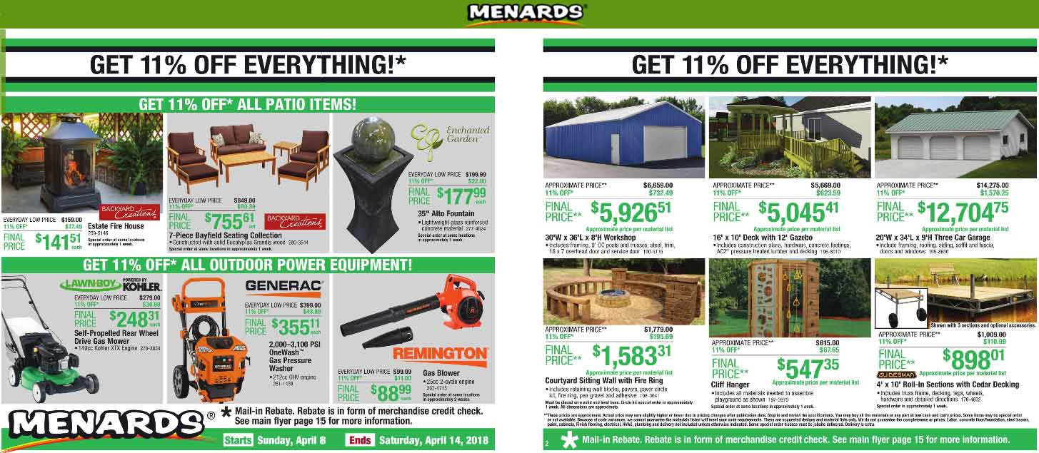 Menards Coupon April 2024 11% off everything at Menards via rebate