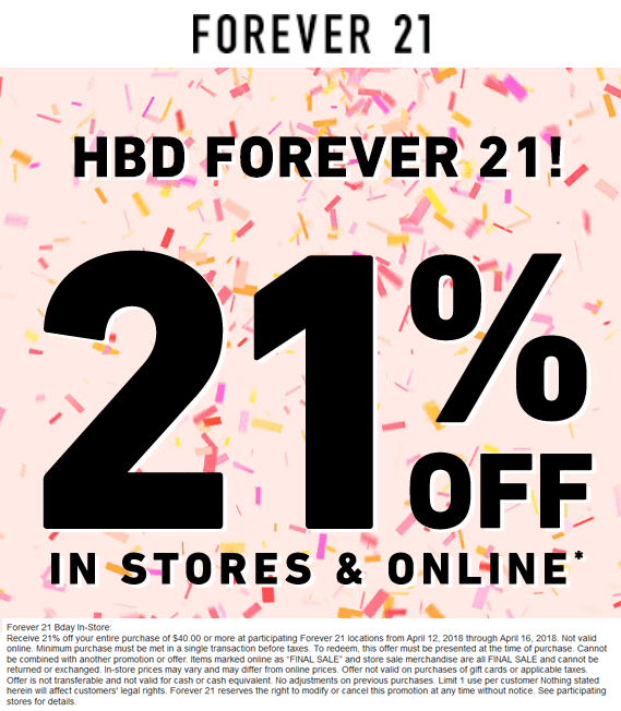 Forever 21 coupons & promo code for [May 2024]