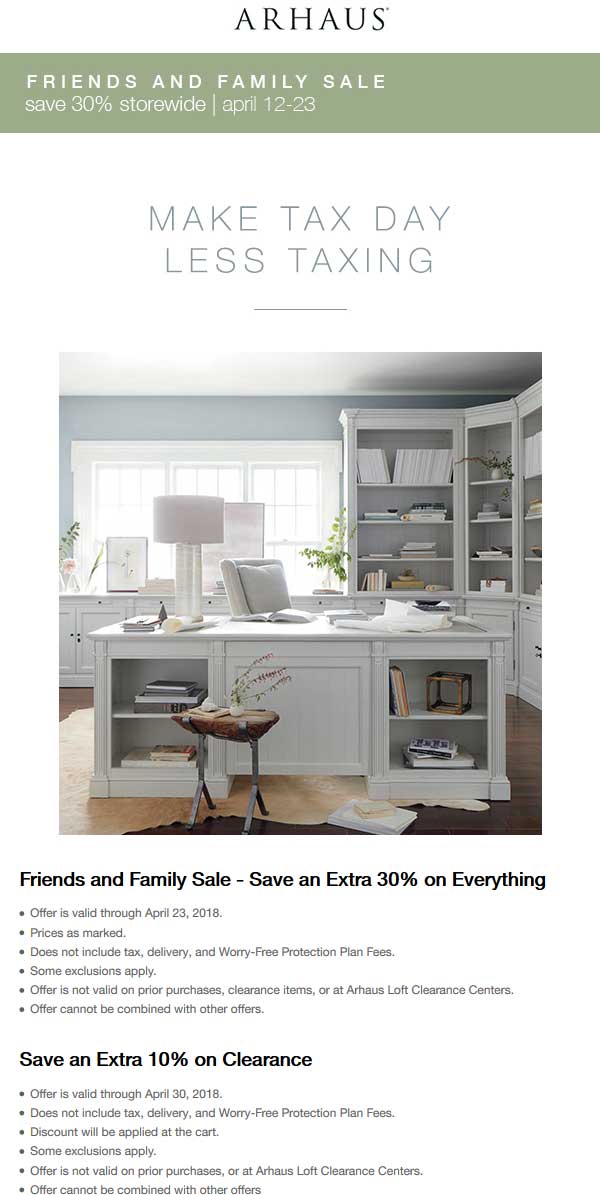 Arhaus Coupon March 2024 30% off everything at Arhaus, ditto online