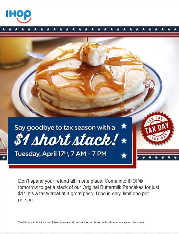 IHOP Coupon April 2024 $1 pancakes today at IHOP
