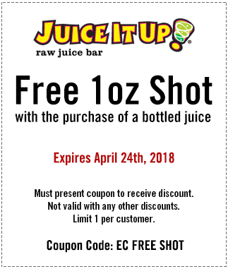 Juice It Up Coupon April 2024 Free shot with your bottled juice at Juice It Up