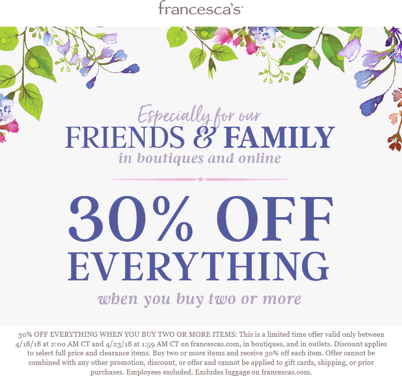 Francescas coupons & promo code for [May 2024]