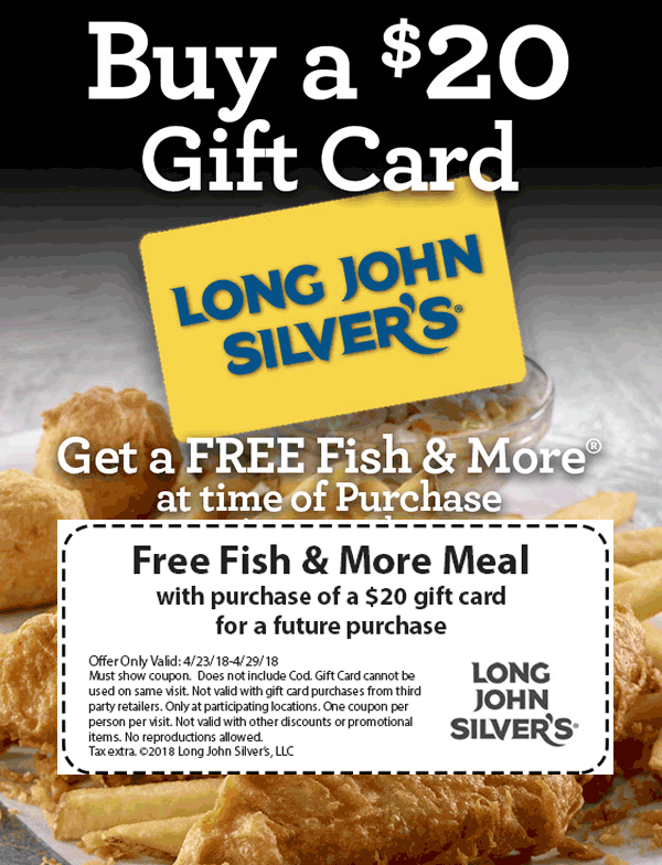 Long John Silvers Coupon April 2024 Free fish & more with $20 spent at Long John Silvers restaurants
