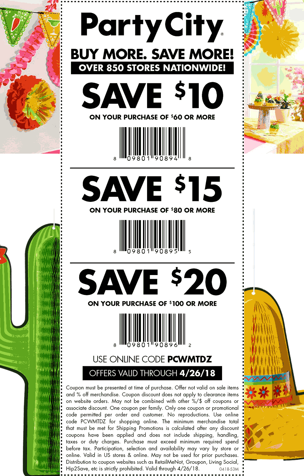 Party City Coupon March 2024 $10 off $60 & more at Party City, or online via promo code PCWMTDZ