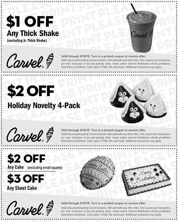 Carvel Coupon April 2024 $1 off a milkshake at Carvel Ice Cream