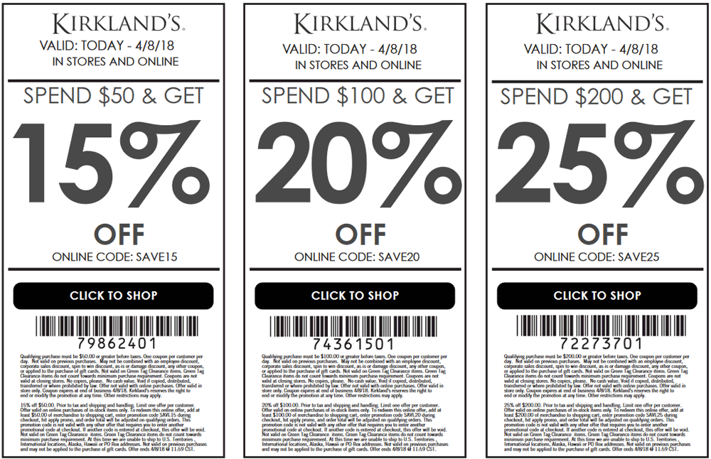 Kirklands Coupon April 2024 15-25% off at Kirklands, or online via promo code SAVE15