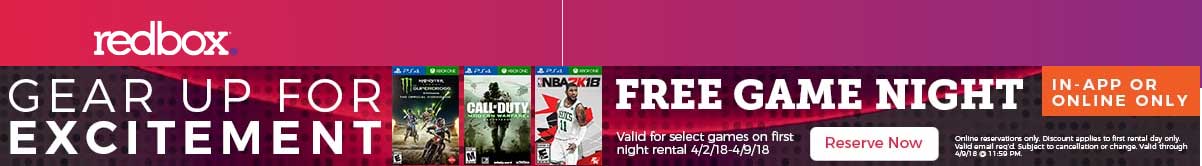 Redbox Coupon April 2024 Free game rental online at Redbox
