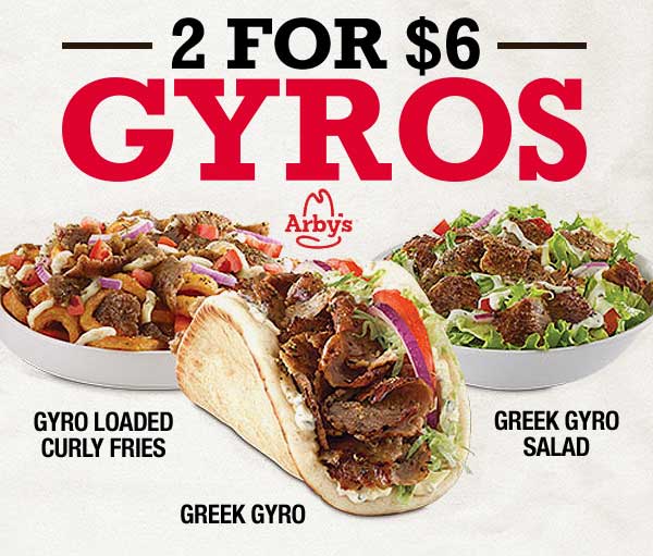 Arbys Coupon April 2024 Gyros are 2 for $6 at Arbys restaurants