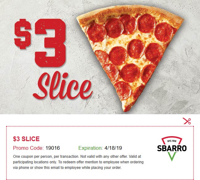 Sbarro coupons & promo code for [June 2022]
