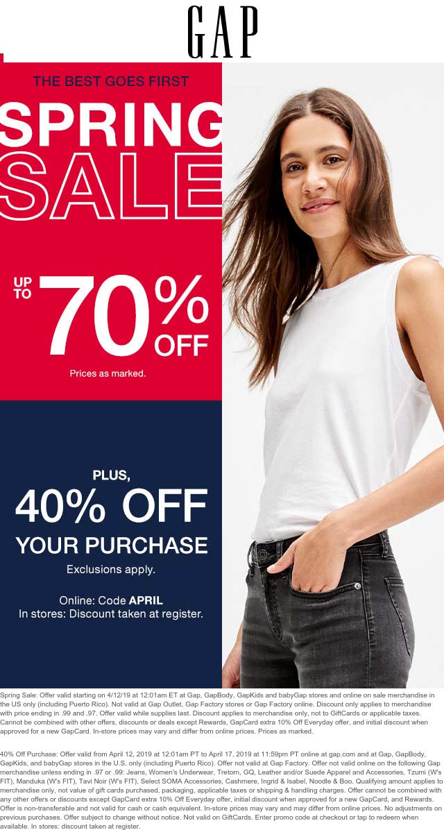 Gap coupons & promo code for [May 2022]