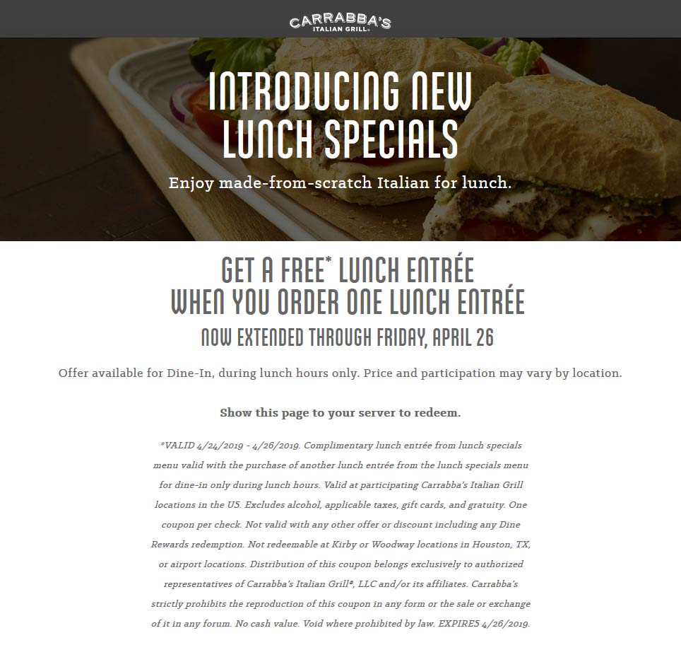 Carrabbas October 2020 Coupons And Promo Codes 