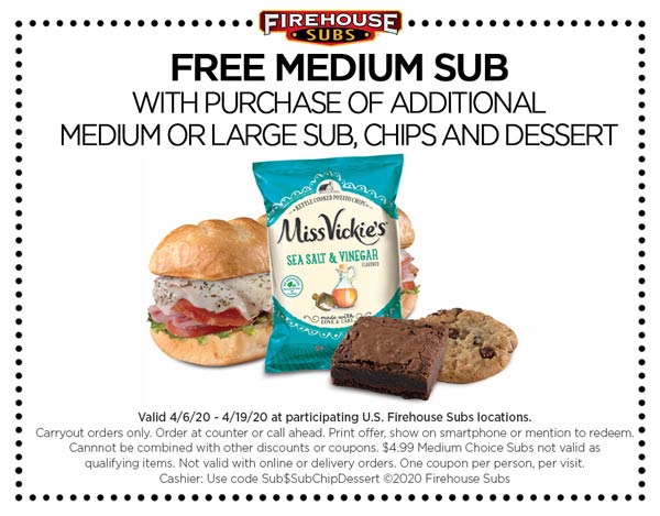 Firehouse Subs coupons & promo code for July 2025
