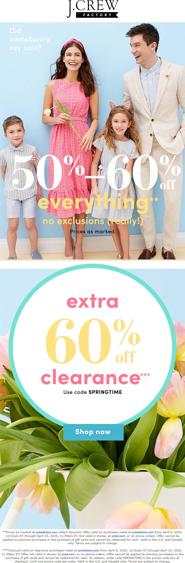 J.Crew Factory coupons & promo code for July 2025