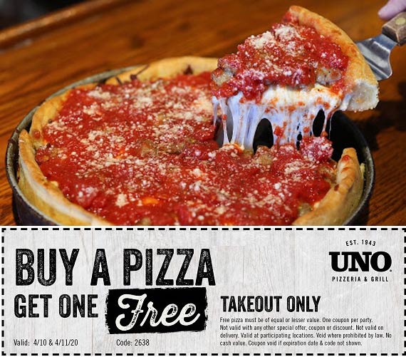 Uno Pizzeria coupons & promo code for [January 2022]