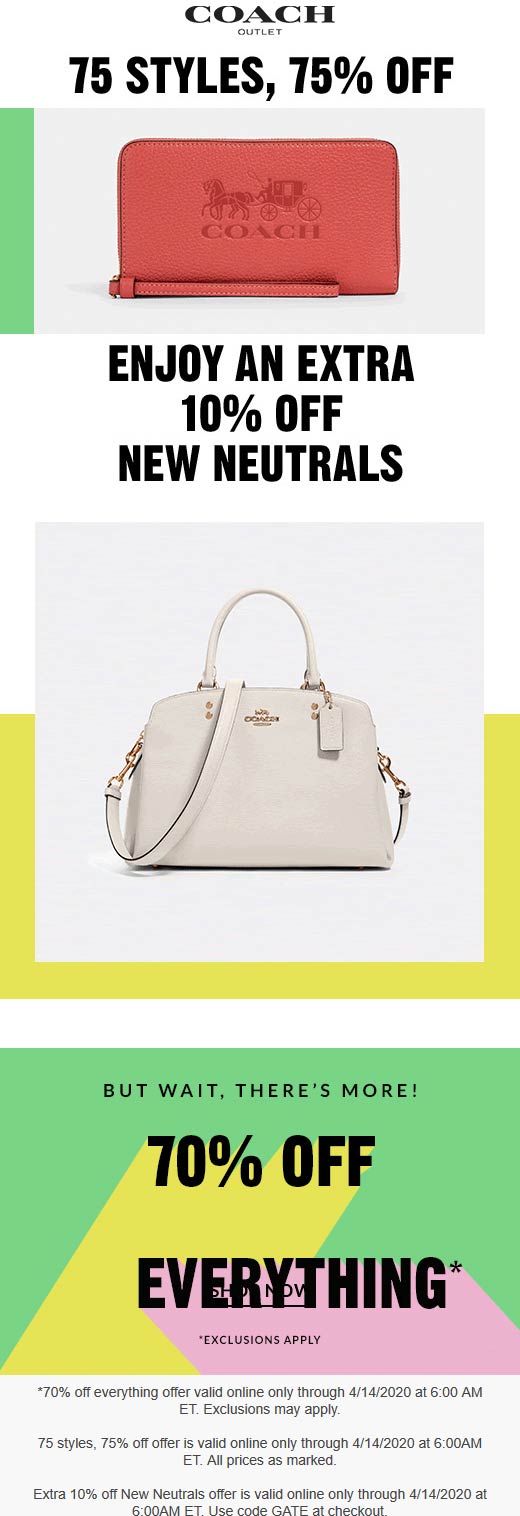 Coach Outlet coupons & promo code for July 2025