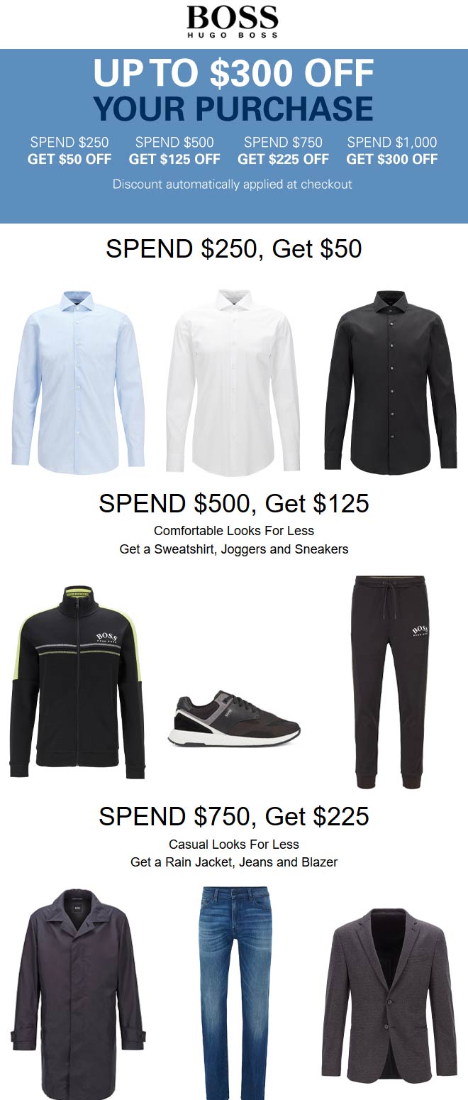 BOSS coupons & promo code for July 2025
