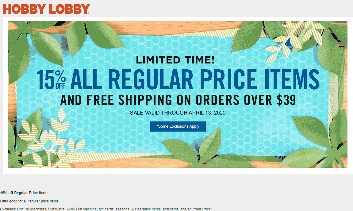 Hobby Lobby coupons & promo code for July 2025