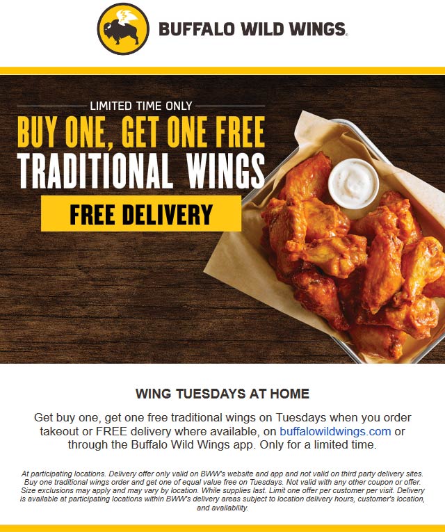 Buffalo Wild Wings coupons & promo code for July 2025