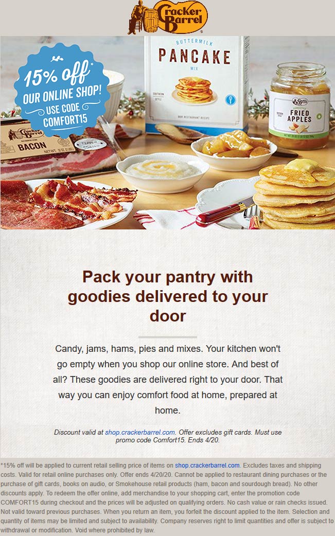 Cracker Barrel coupons & promo code for [May 2022]
