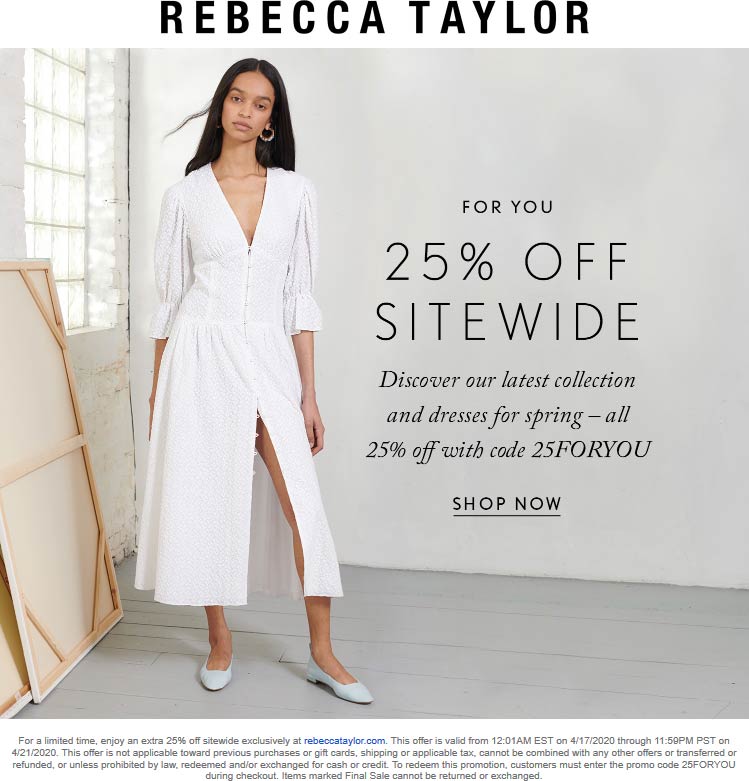 Rebecca Taylor coupons & promo code for July 2025