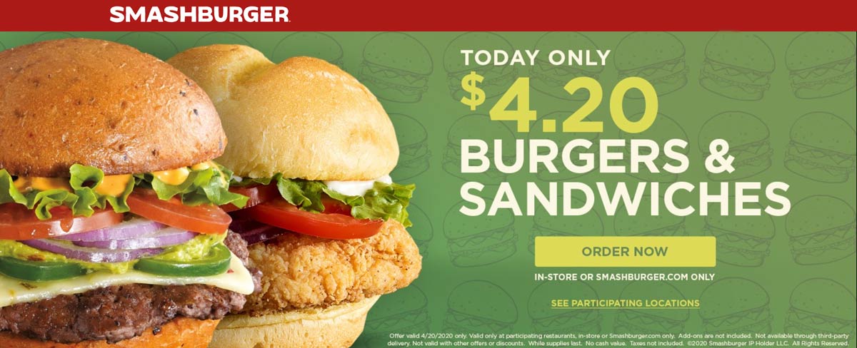 Smashburger coupons & promo code for [May 2022]