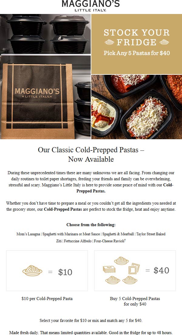 Maggianos Little Italy coupons & promo code for July 2025
