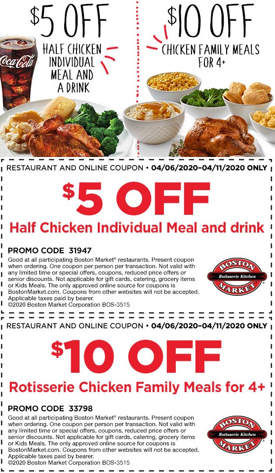 Boston Market coupons & promo code for [October 2022]