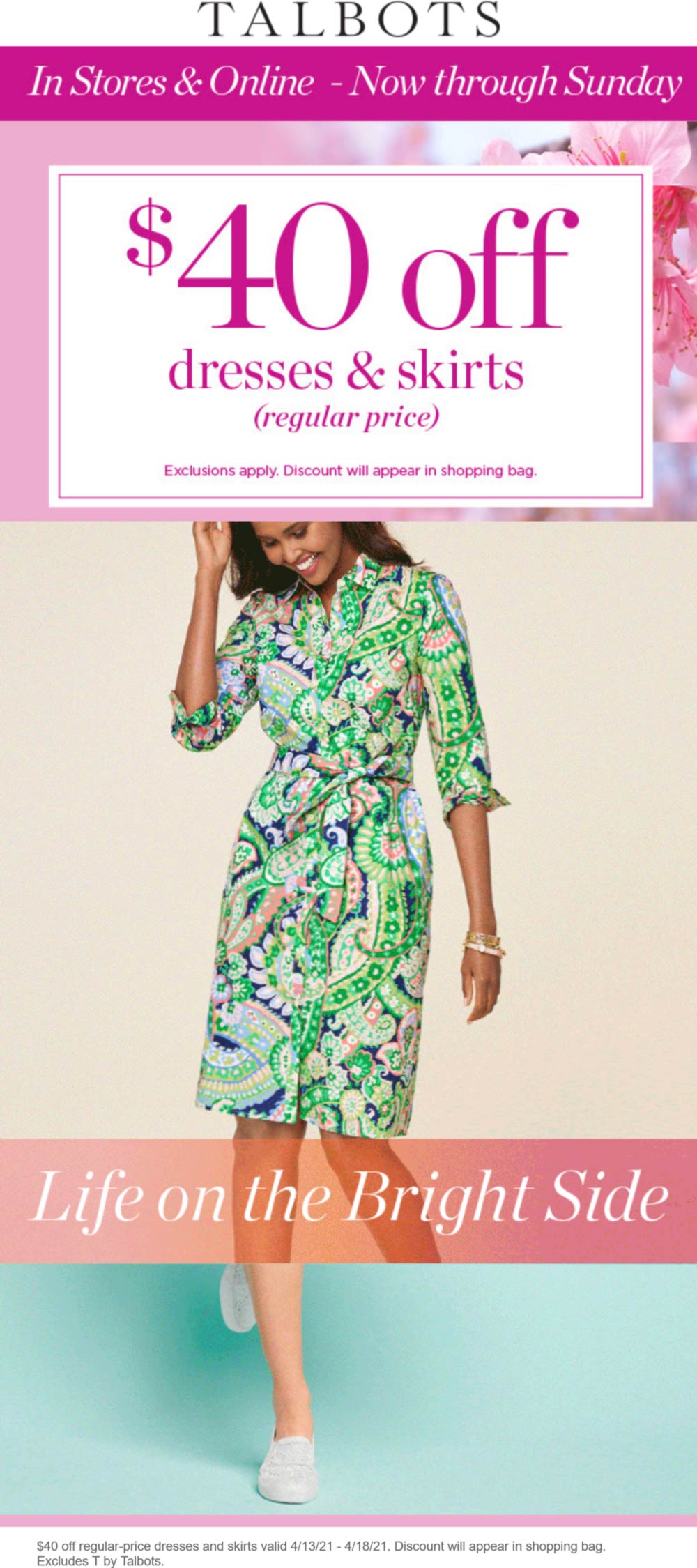 Talbots stores Coupon  $40 off dresses & skirts at Talbots, ditto online #talbots 