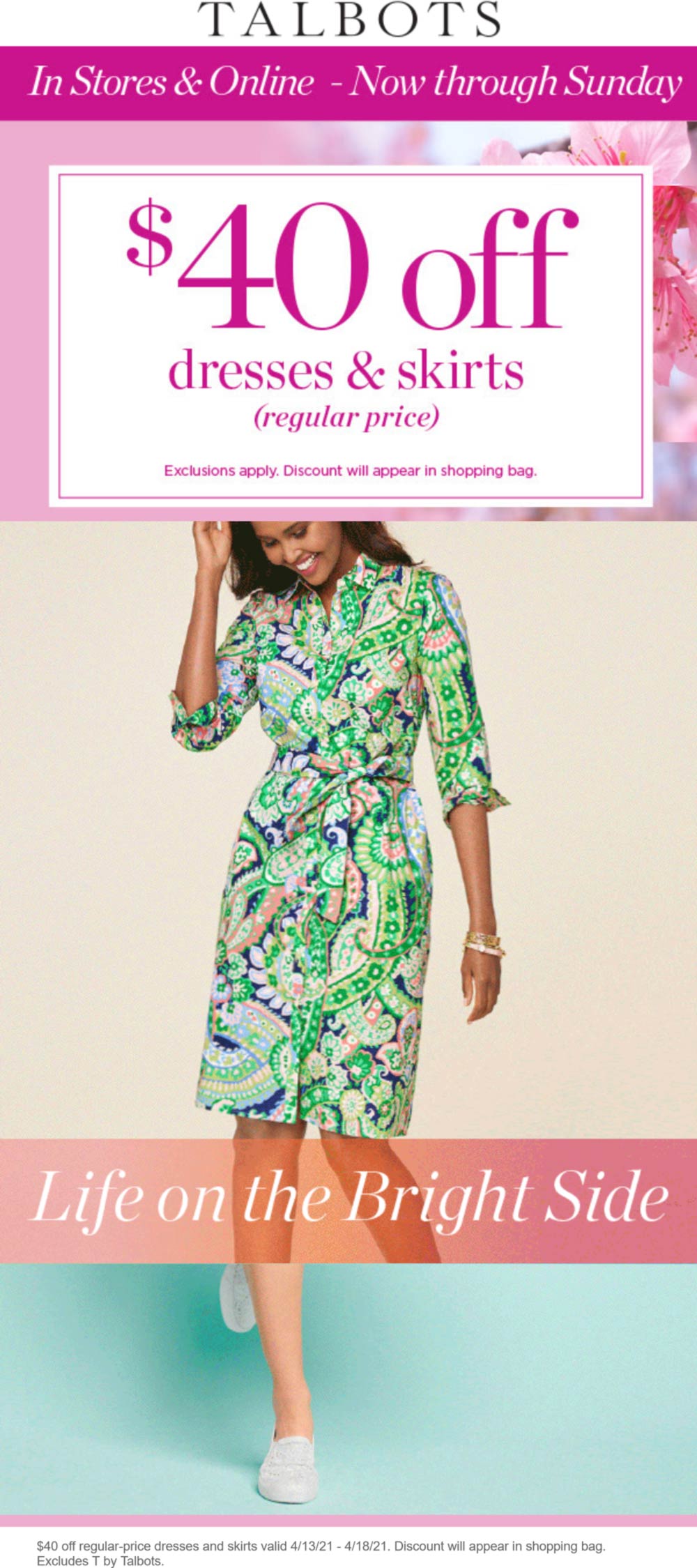 40 off dresses & skirts at Talbots, ditto online talbots The