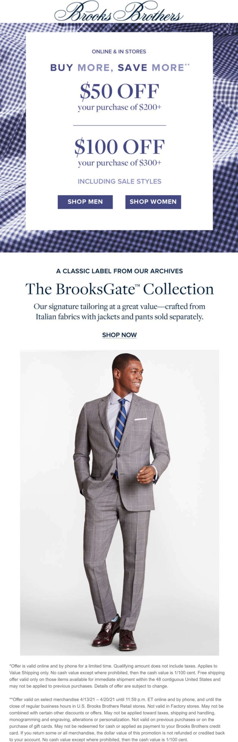 Brooks Brothers stores Coupon  $50 off $200 & more at Brooks Brothers, ditto online #brooksbrothers 