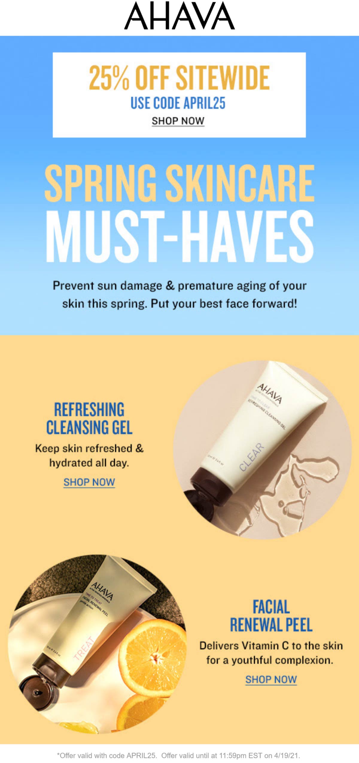 25 Off Everything Online At AHAVA Via Promo Code APRIL25 ahava The 