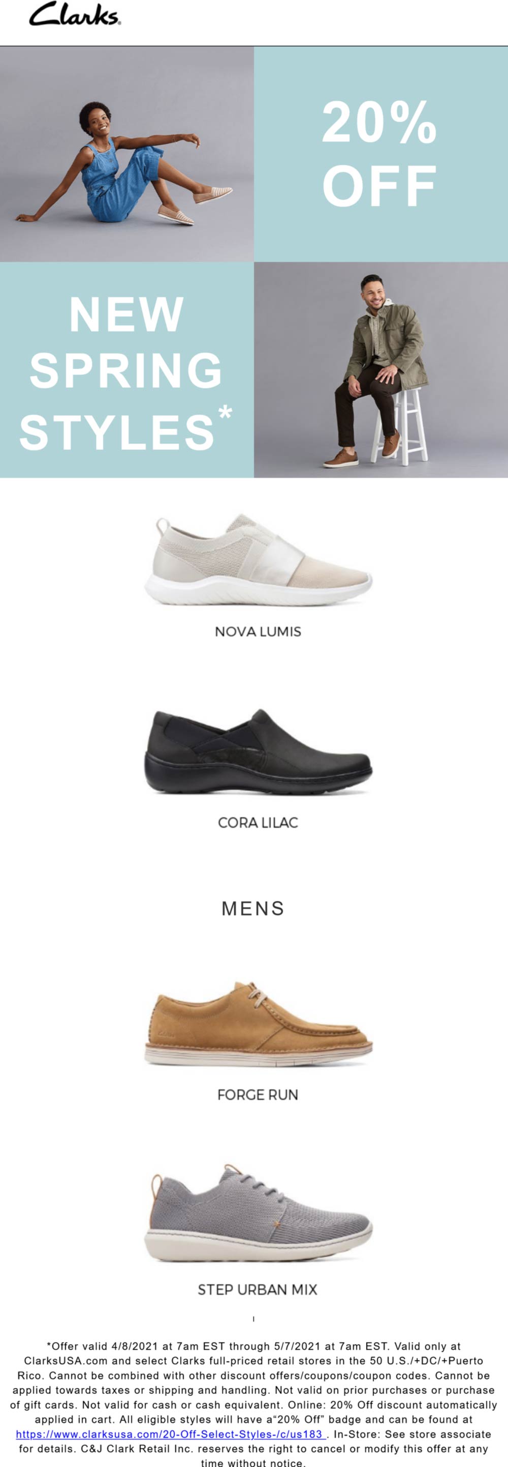 Clarks stores Coupon  20% off at Clarks shoes, ditto online #clarks 