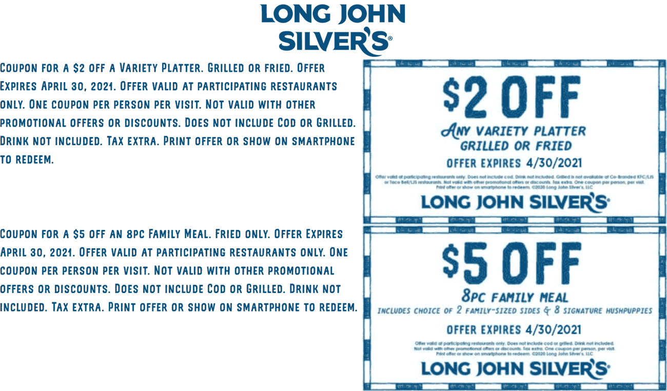 $2 $5 off at Long John Silvers restaurants #longjohnsilvers The