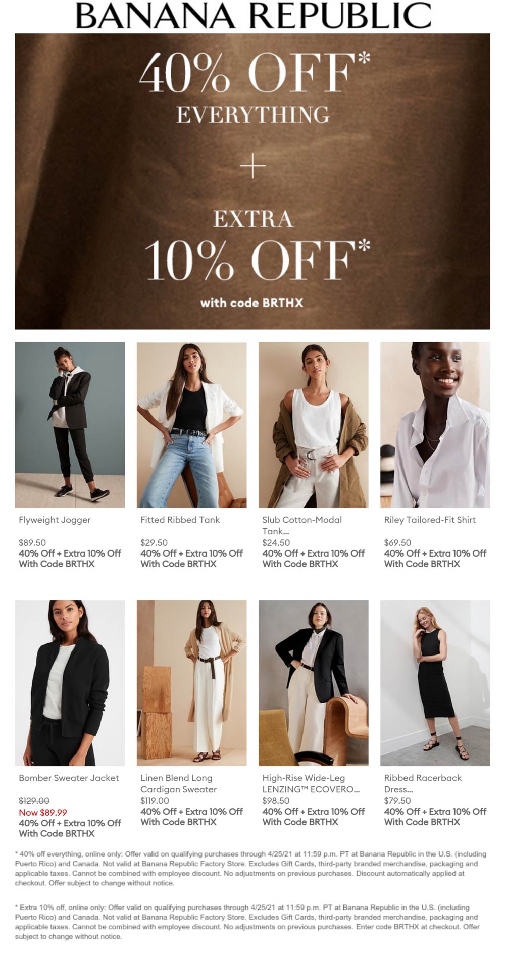 50 off everything today at Banana Republic, or online via promo code